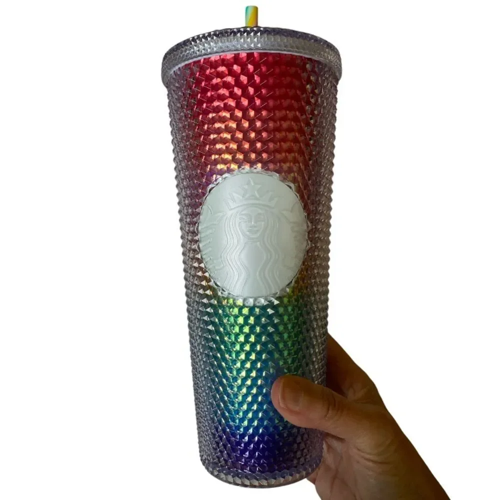 Starbucks Rainbow Studded Tumbler Venti Pride 24oz Summer 2020 with Straw